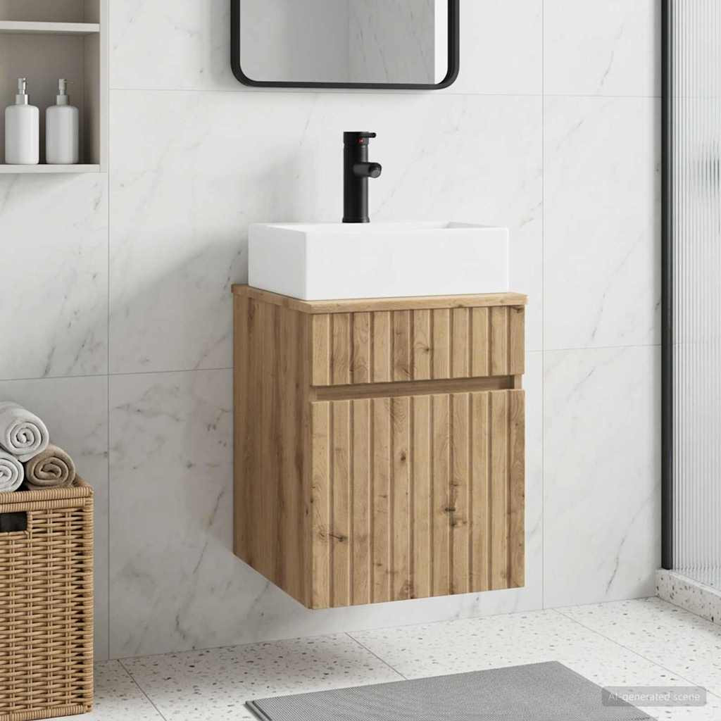 vidaXL Wandmontierter Waschbecken Vanity Artisan-Eiche