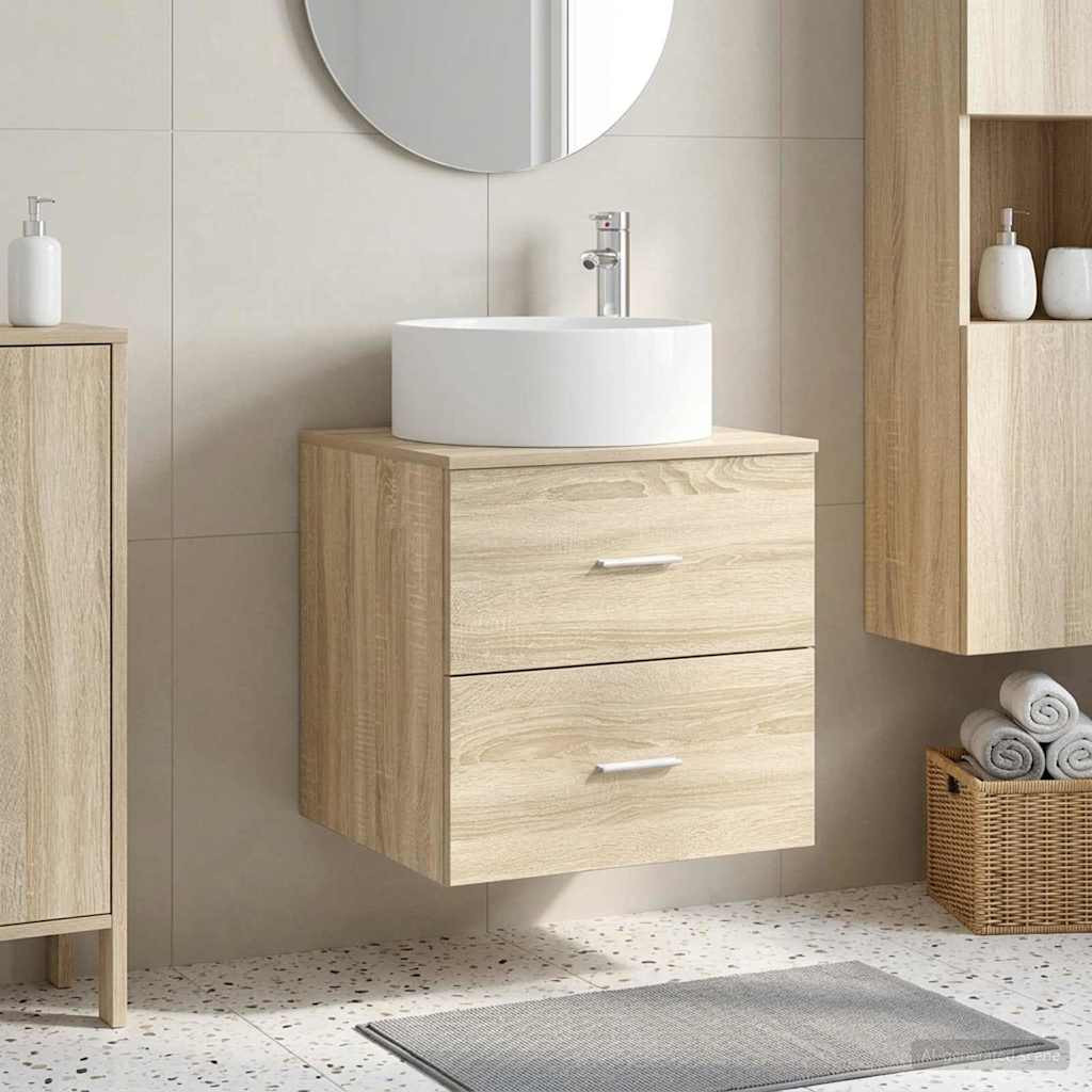 vidaXL Wandmontierte Waschtisch Sonoma-Eiche 49,5 x 44,5 x 65,5 cm