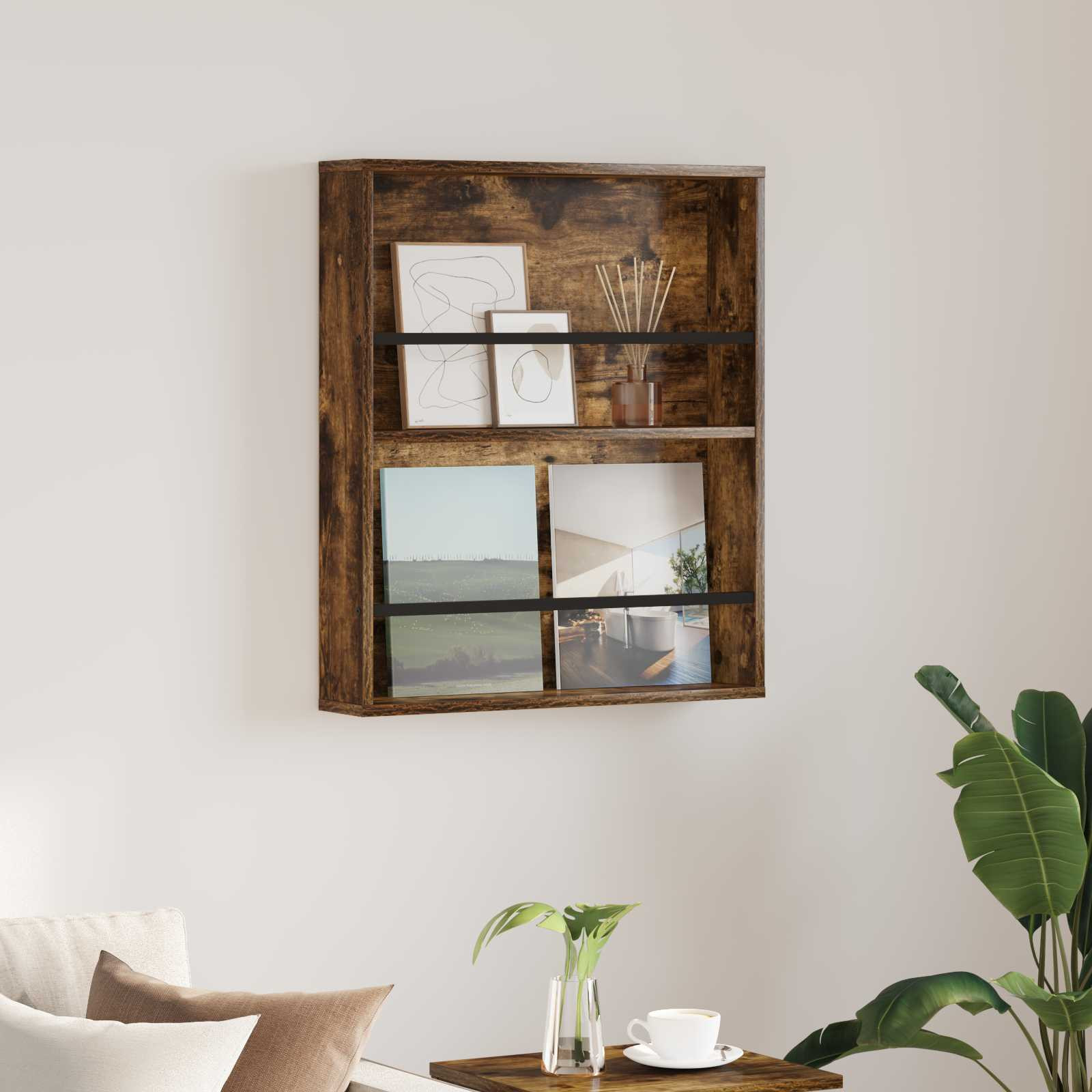 vidaXL Magazinregal Geräucherte Eiche 60 x 12 x 70 cm Holzwerkstoff