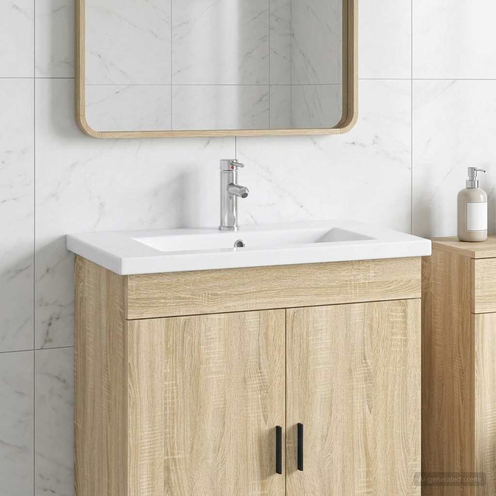 vidaXL Waschbecken fürs Badezimmer Chrom 81 x 40 x 17,5 cm Metall