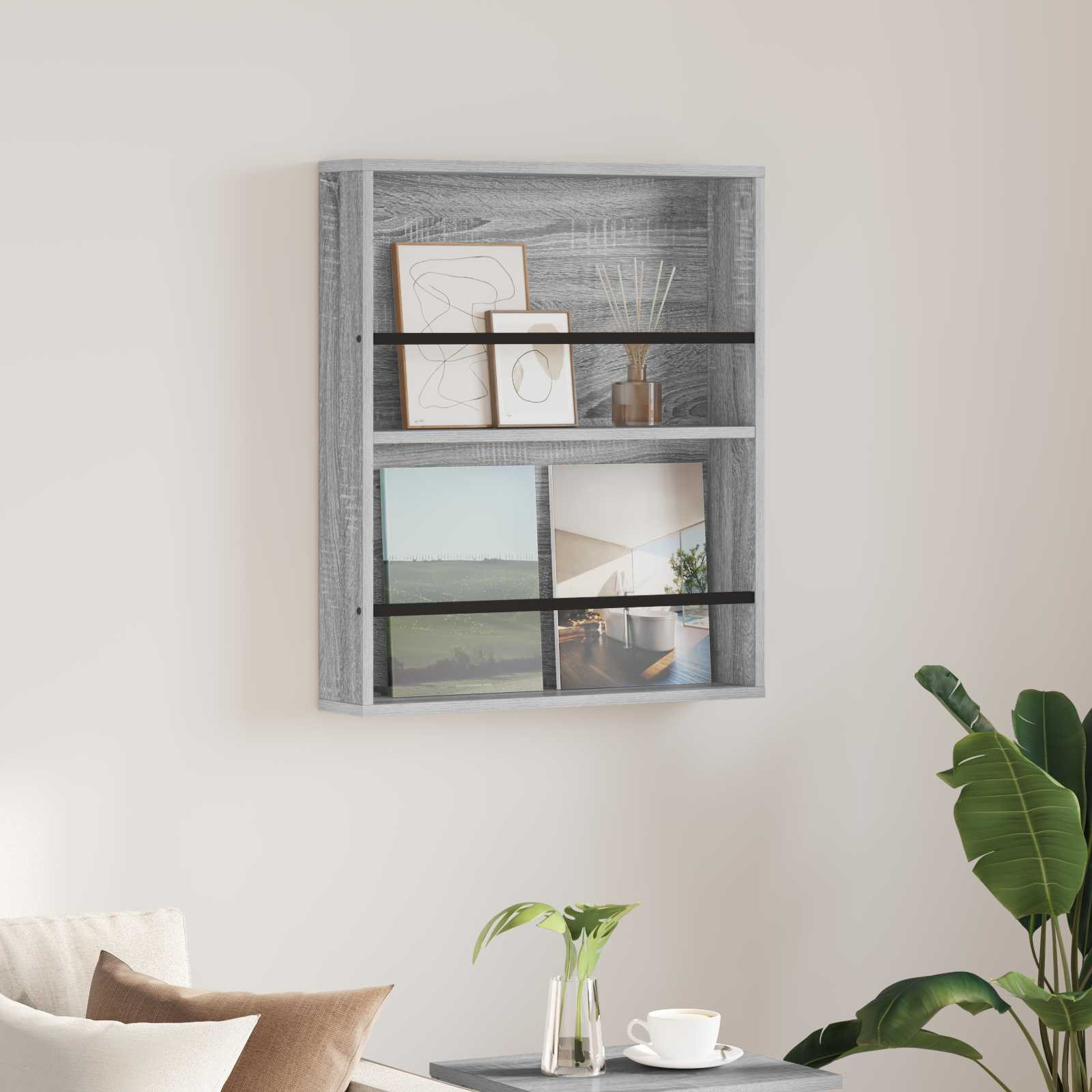vidaXL Magazinregal Graues Sonoma 60 x 12 x 70 cm Holzwerkstoff