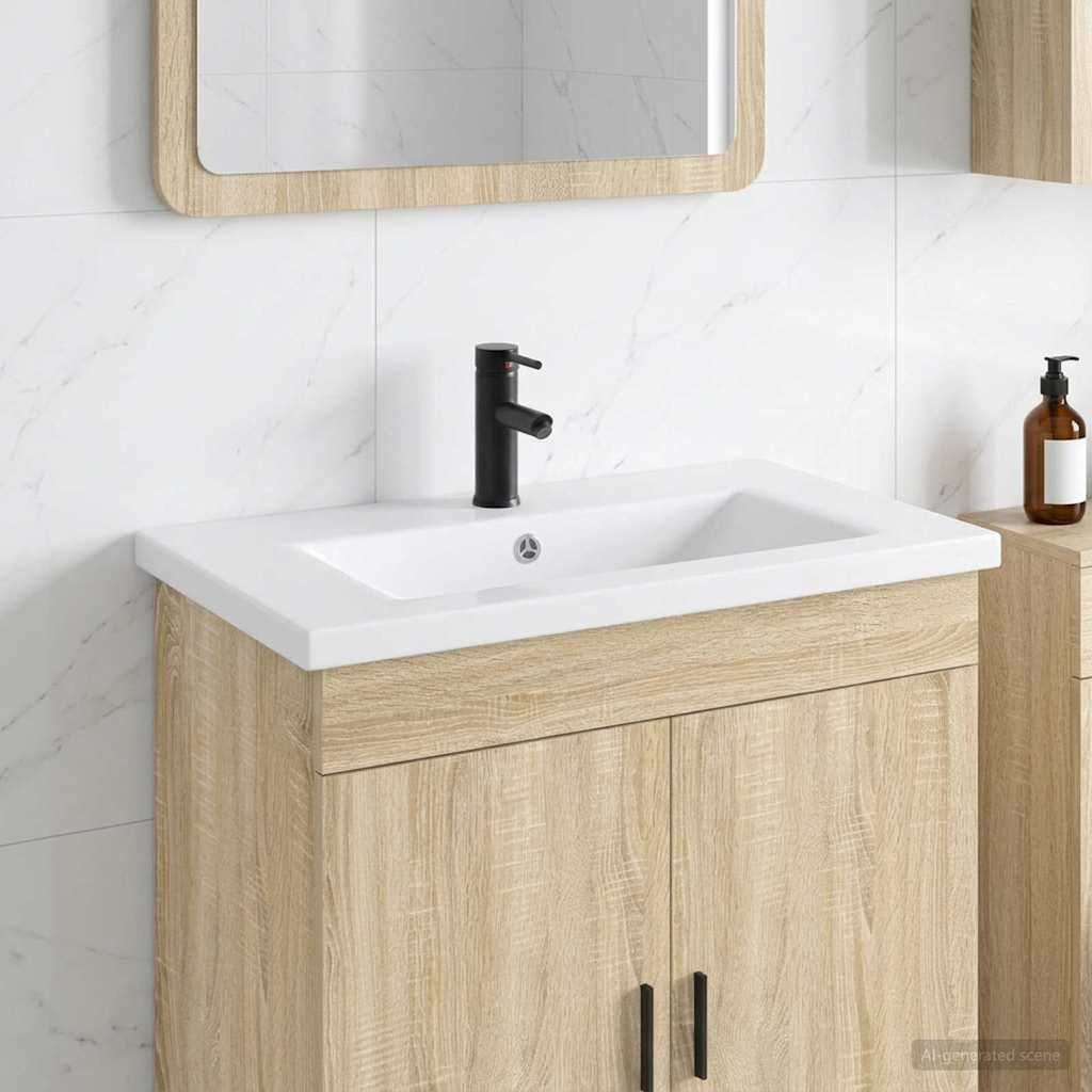 vidaXL Waschbecken fürs Badezimmer Matt Schwarz 81 x 40 x 17,5 cm
