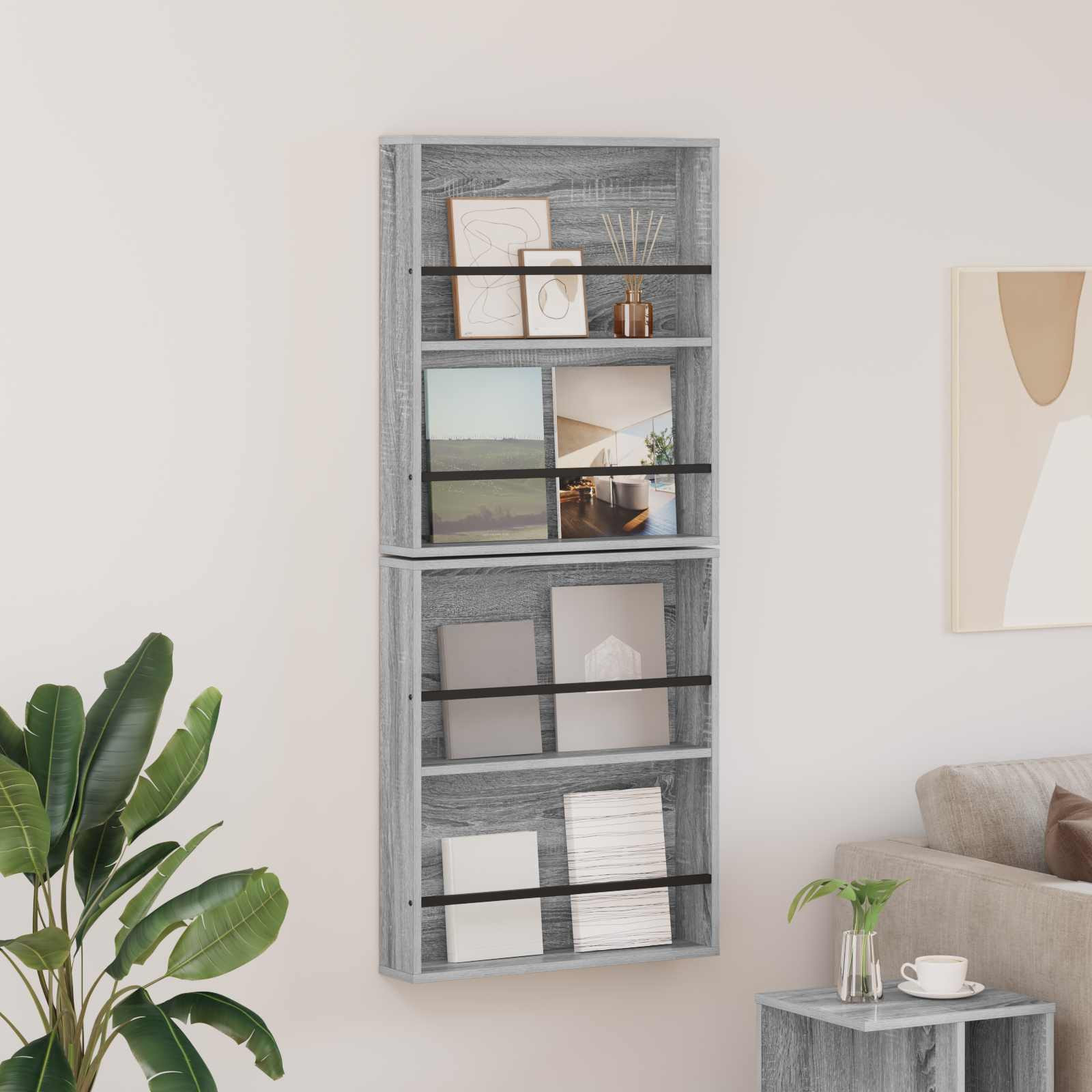 vidaXL Magazinregal 2 pcs Graues Sonoma 60 x 12 x 70 cm Holzwerkstoff
