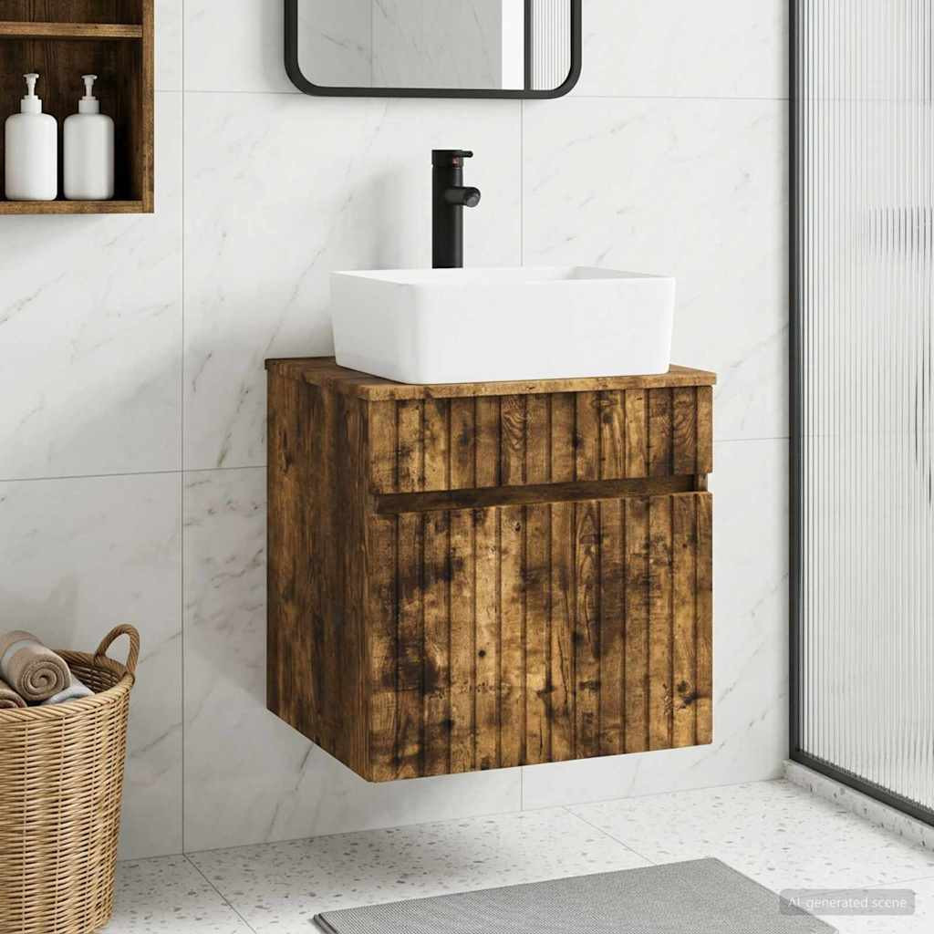 vidaXL Wandmontierte Waschbecken-Vanität Geräucherte Eiche