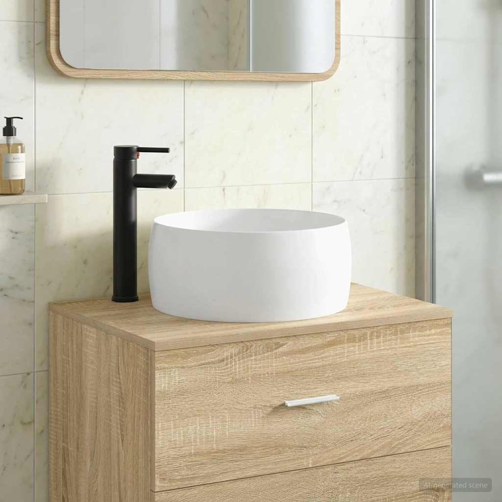 vidaXL Waschbecken fürs Badezimmer Matt Schwarz 38,5 x 38,5 x 16 cm