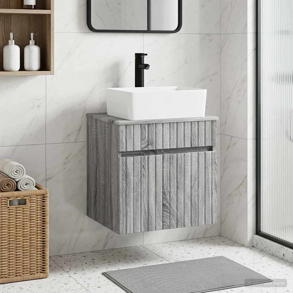 vidaXL Wandmontierte Waschbecken-Vanität Grau Sonoma 49 x 41 x 63 cm