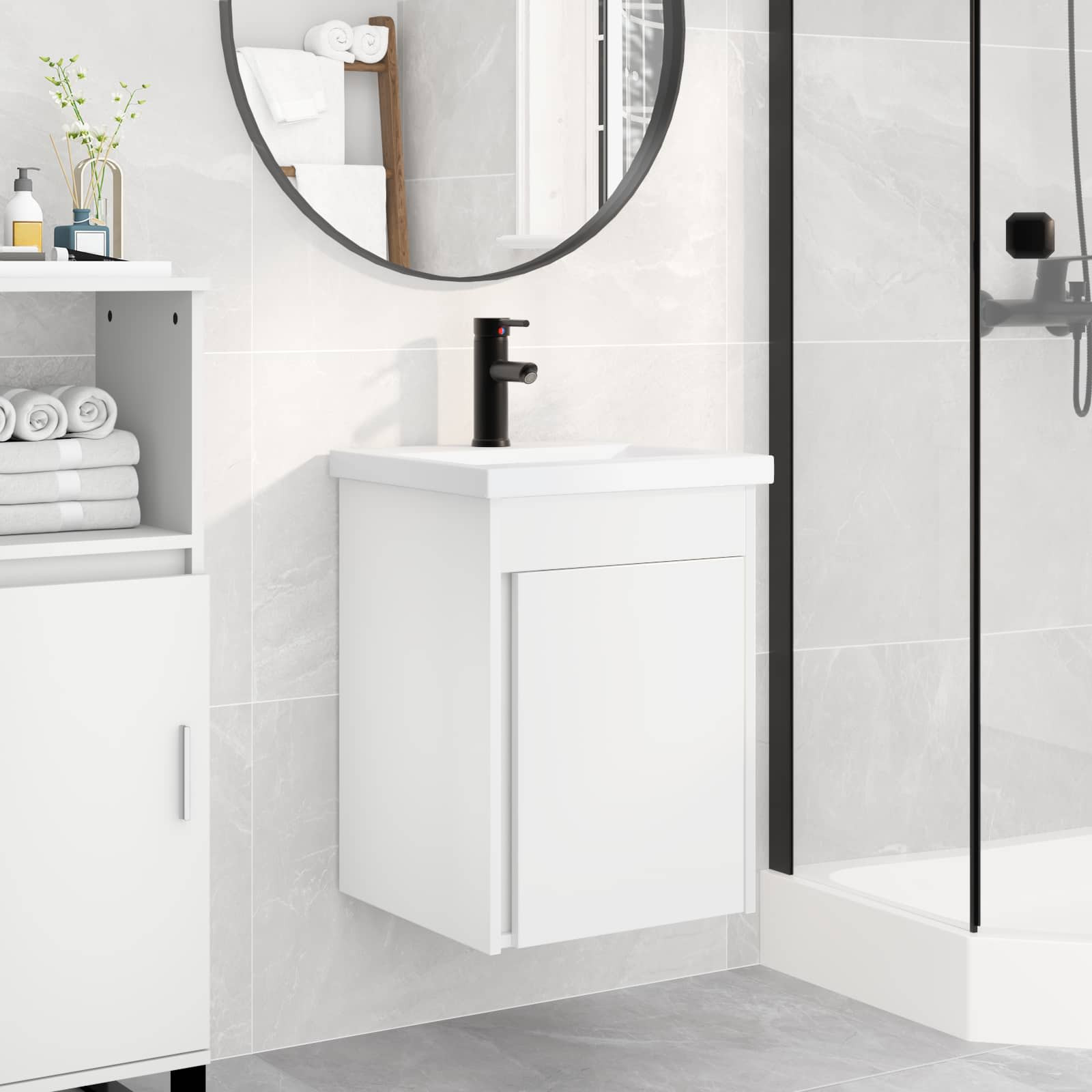 vidaXL Badezimmer Waschtischunterschrank mit Wasserhahn Weiß