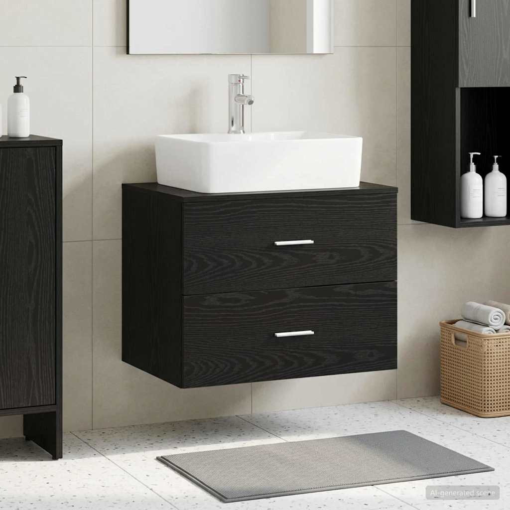 vidaXL Wandaufbewahrung Badezimmer Schwarze Eiche 62,5 x 44,5 x 50 cm