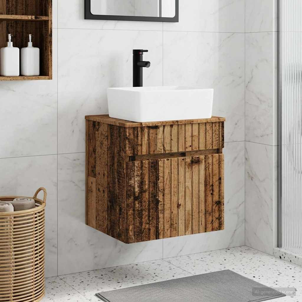 vidaXL Wandmontierte Waschbecken-Vanität Altholz 49 x 41 x 63 cm