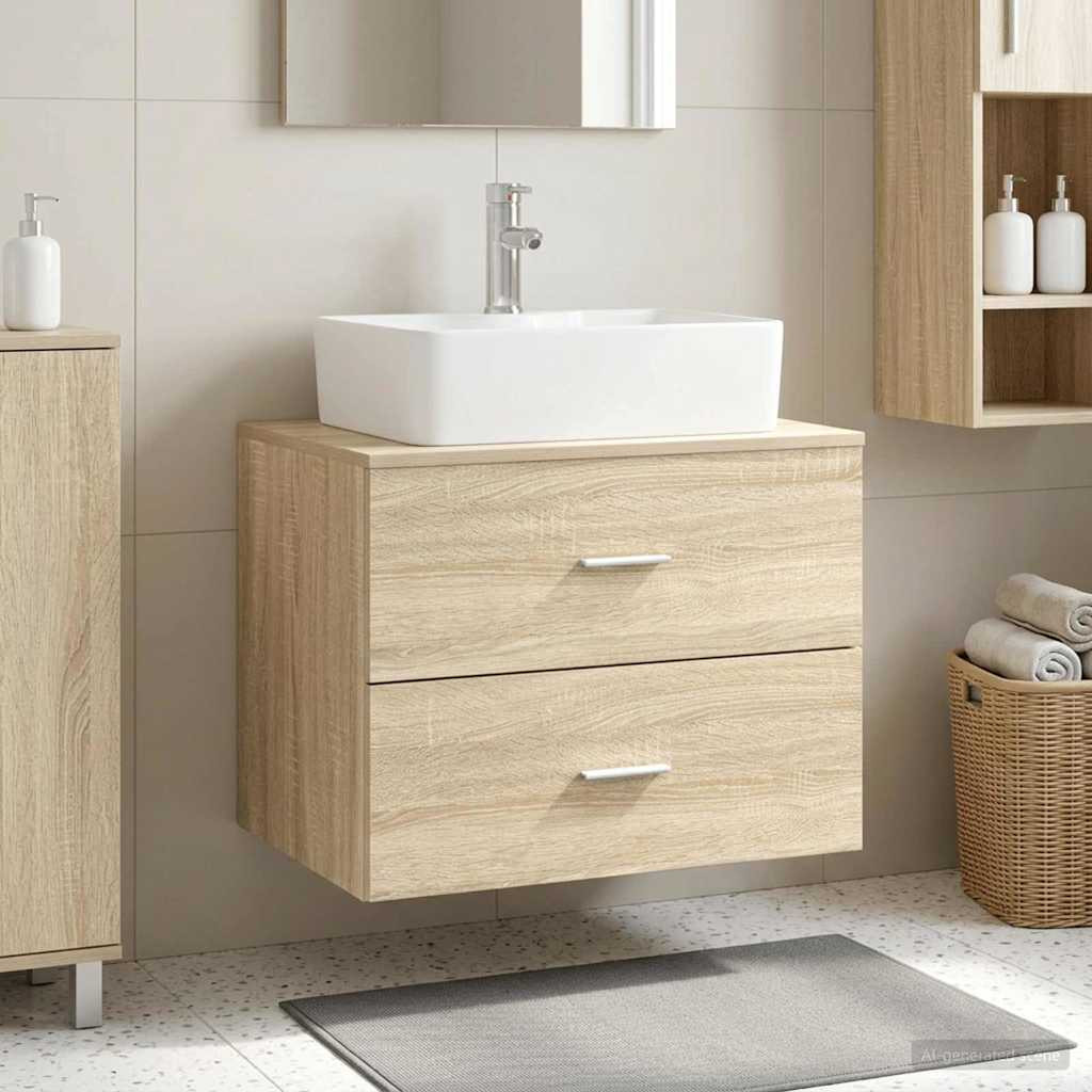 vidaXL Wandaufbewahrung Badezimmer Sonoma-Eiche 62,5 x 44,5 x 50 cm
