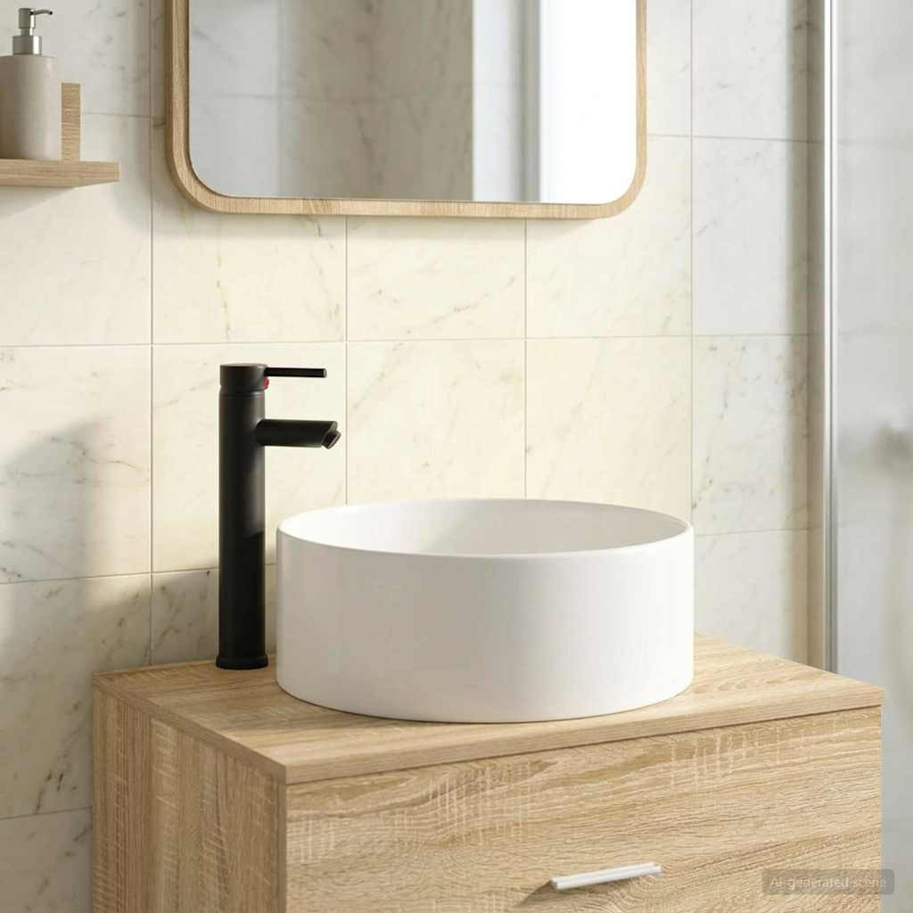 vidaXL Waschbecken fürs Badezimmer Matt Schwarz 40,5 x 40,5 x 15,5 cm