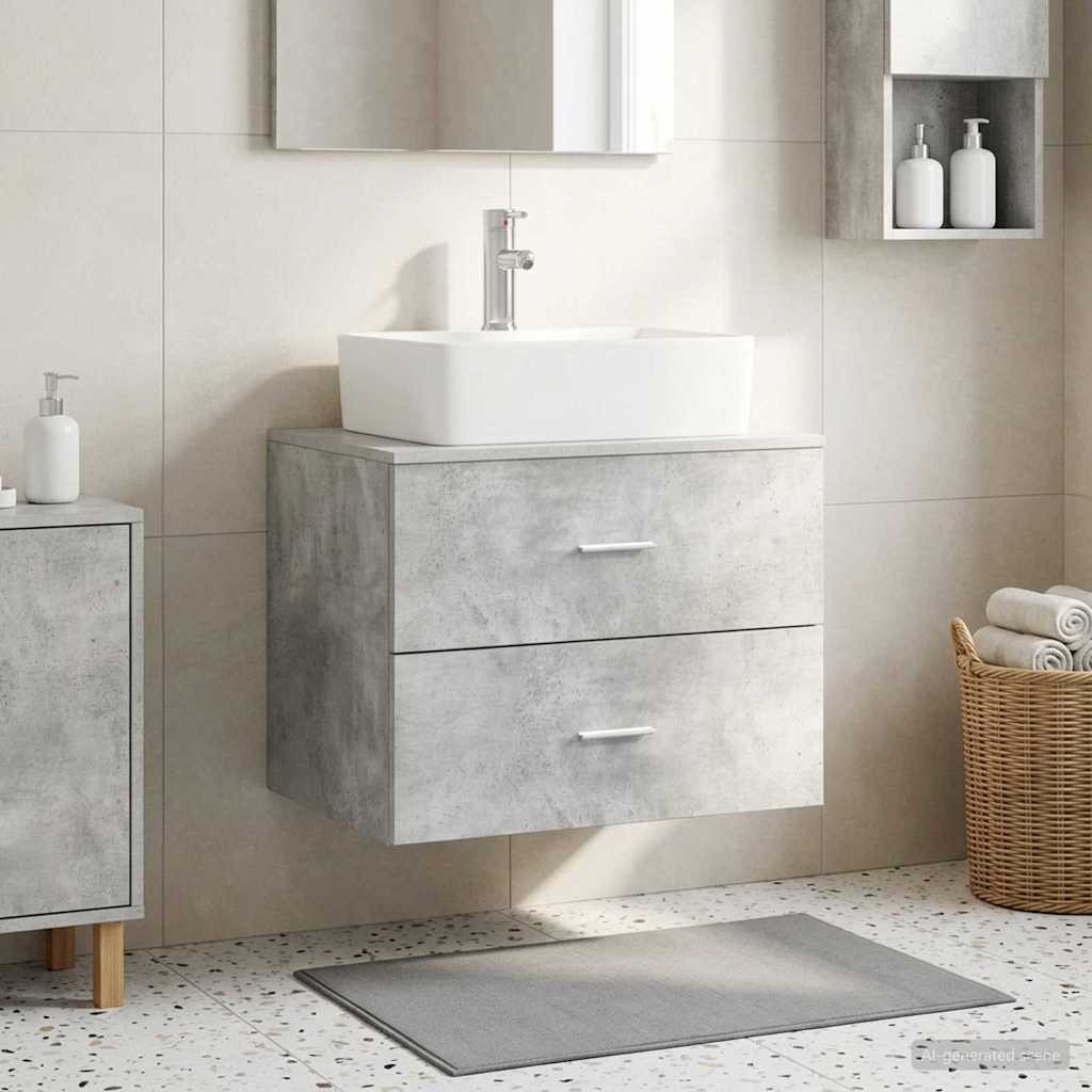 vidaXL Wandaufbewahrung Badezimmer Betongrau 62,5 x 44,5 x 50 cm