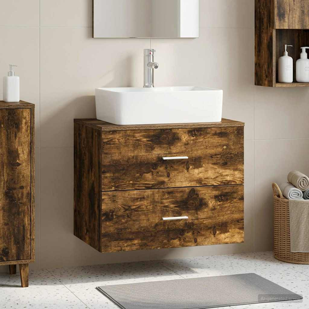 vidaXL Wandaufbewahrung Badezimmer Geräucherte Eiche