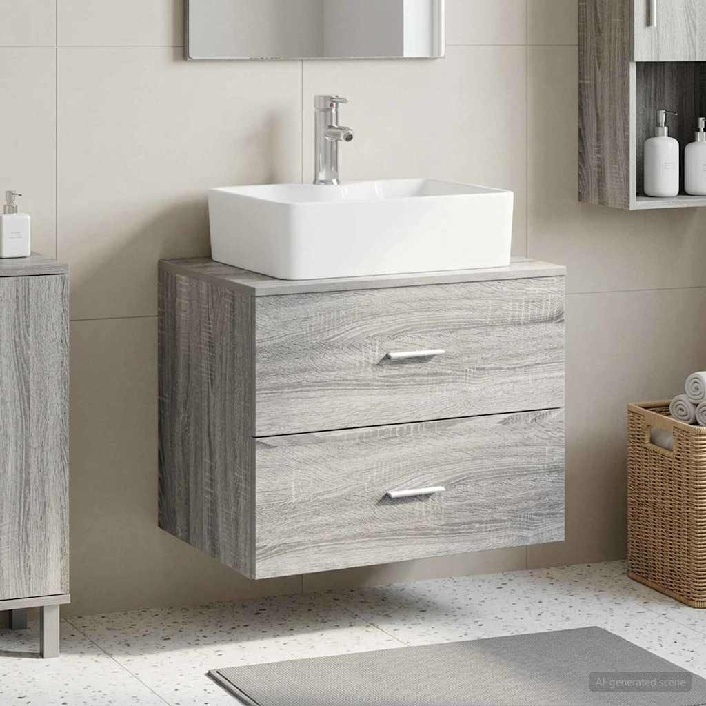 vidaXL Wandaufbewahrung Badezimmer Grau Sonoma 62,5 x 44,5 x 50 cm