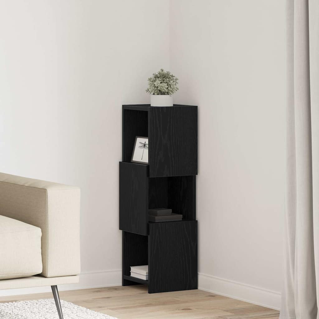 vidaXL Eckschrank Schwarz Eichen-Optik 25,5x25x80cm Holzwerkstoff