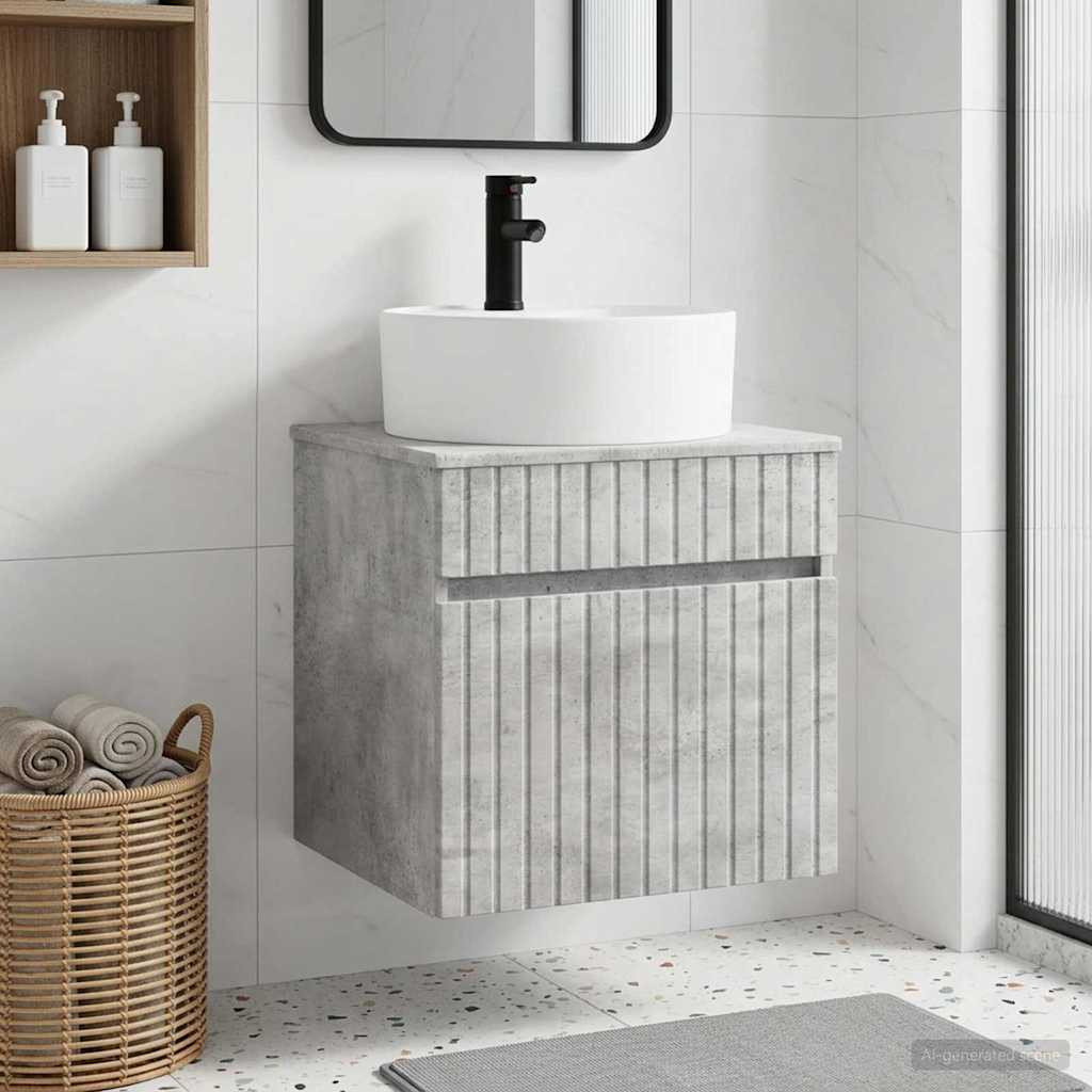 vidaXL Wandmontierte Waschbecken-Vanität Betongrau 49 x 44,5 x 65 cm