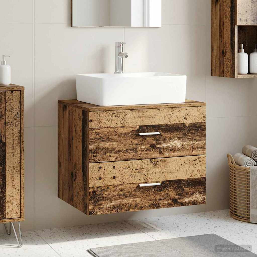 vidaXL Wandaufbewahrung Badezimmer Altholz 62,5 x 44,5 x 50 cm