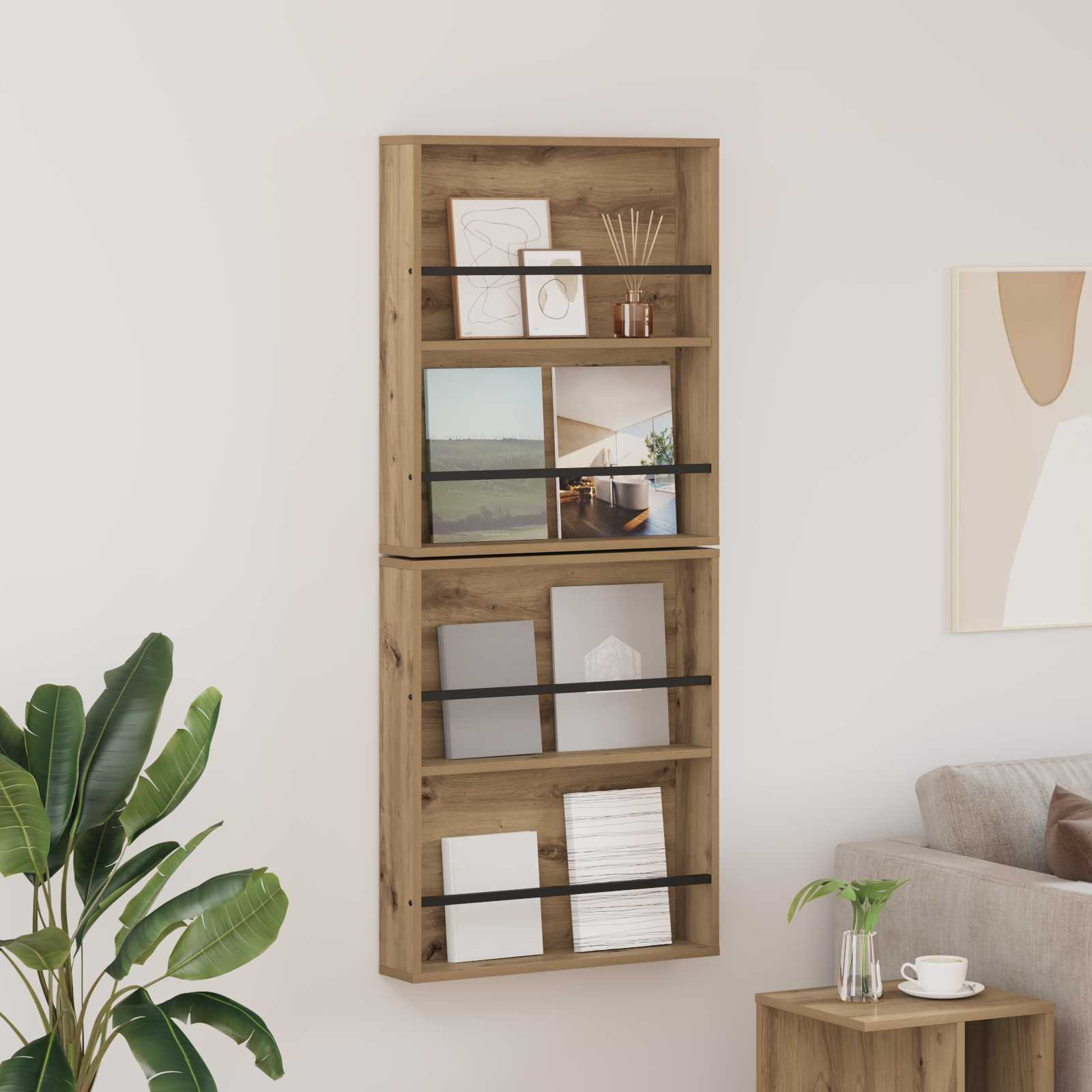 vidaXL Magazinregal 2 Stk. Artisan-Eiche 60 x 12 x 70 cm Holzwerkstoff