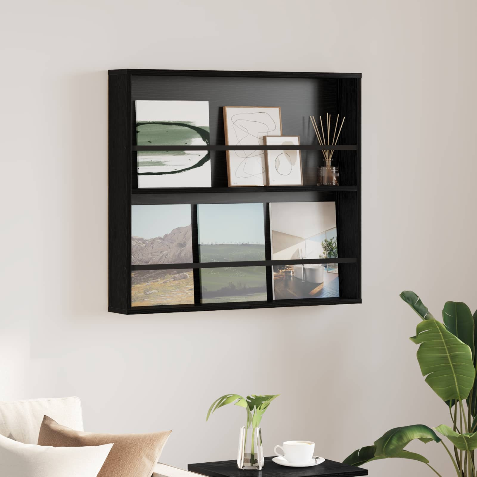 vidaXL Magazinregal Schwarz Eichen-Optik 80 x 12 x 70 cm Holzwerkstoff