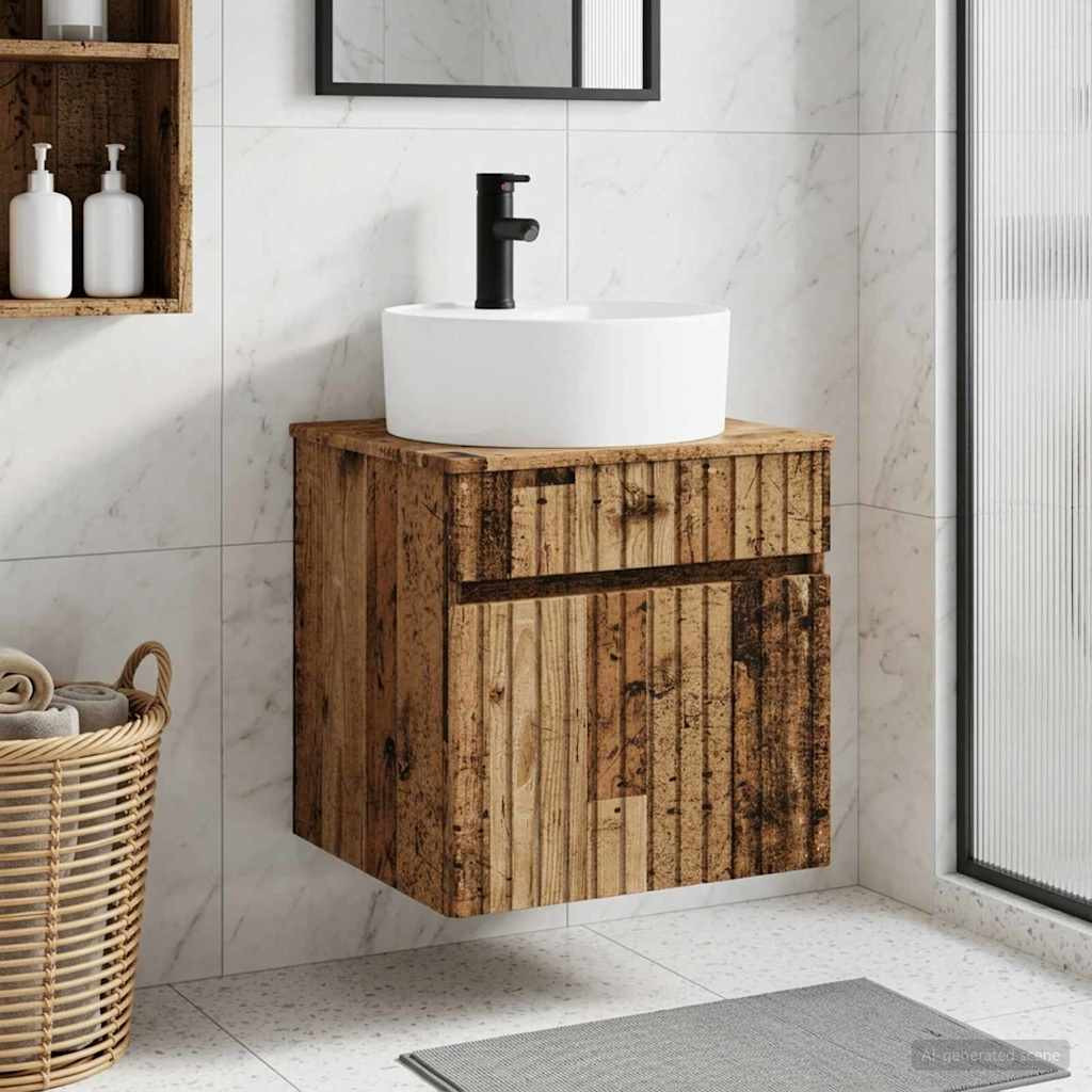 vidaXL Wandmontierte Waschbecken-Vanität Altholz 49 x 44,5 x 65 cm