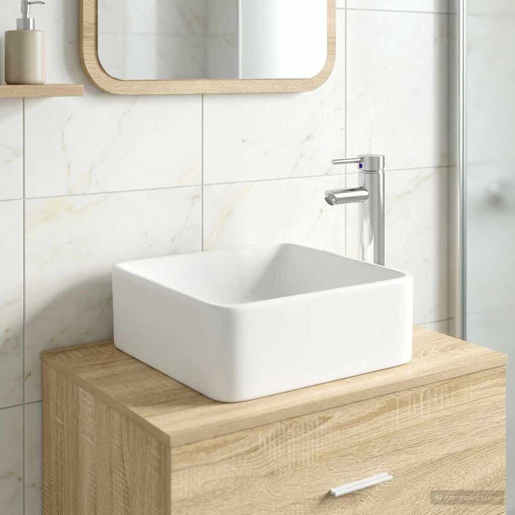 vidaXL Waschbecken fürs Badezimmer Chrom 36,5 x 36,5 x 13 cm Metall