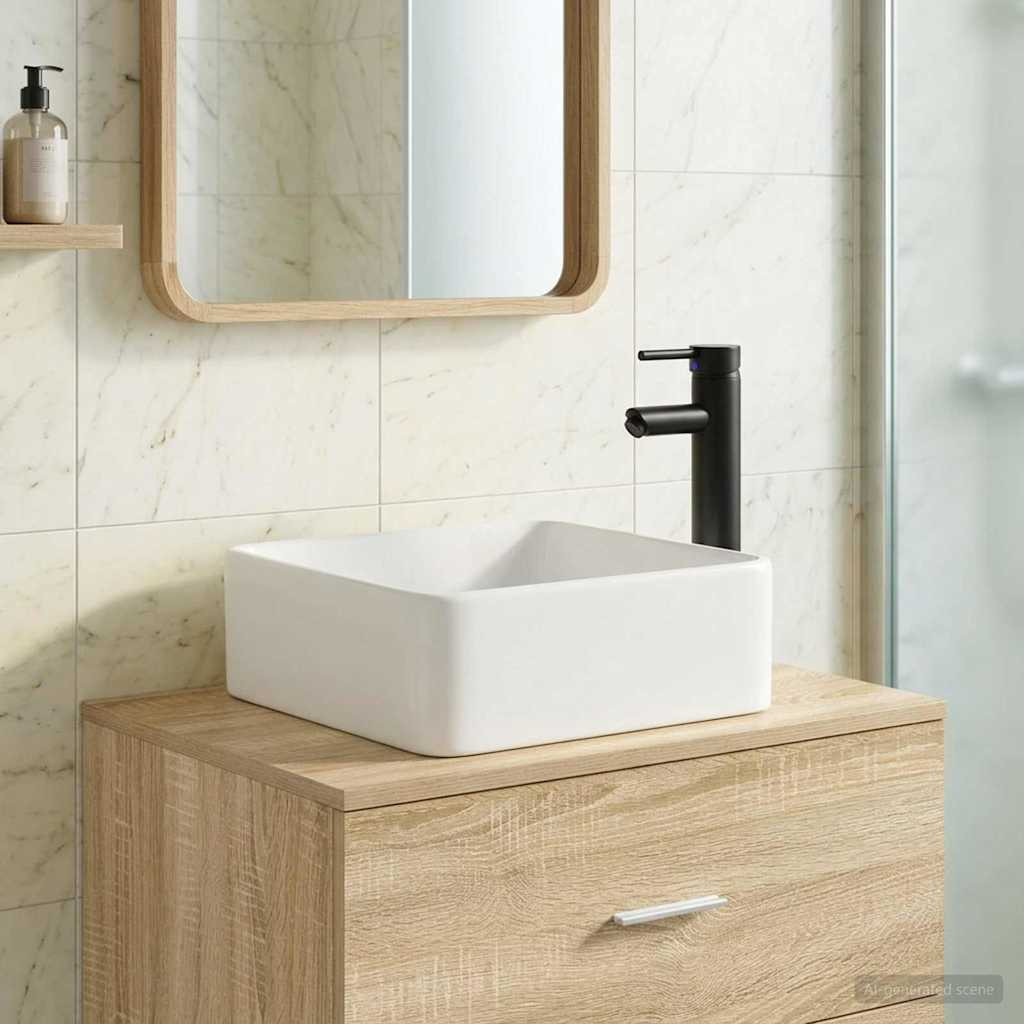 vidaXL Waschbecken fürs Badezimmer Matt Schwarz 36,5 x 36,5 x 13 cm
