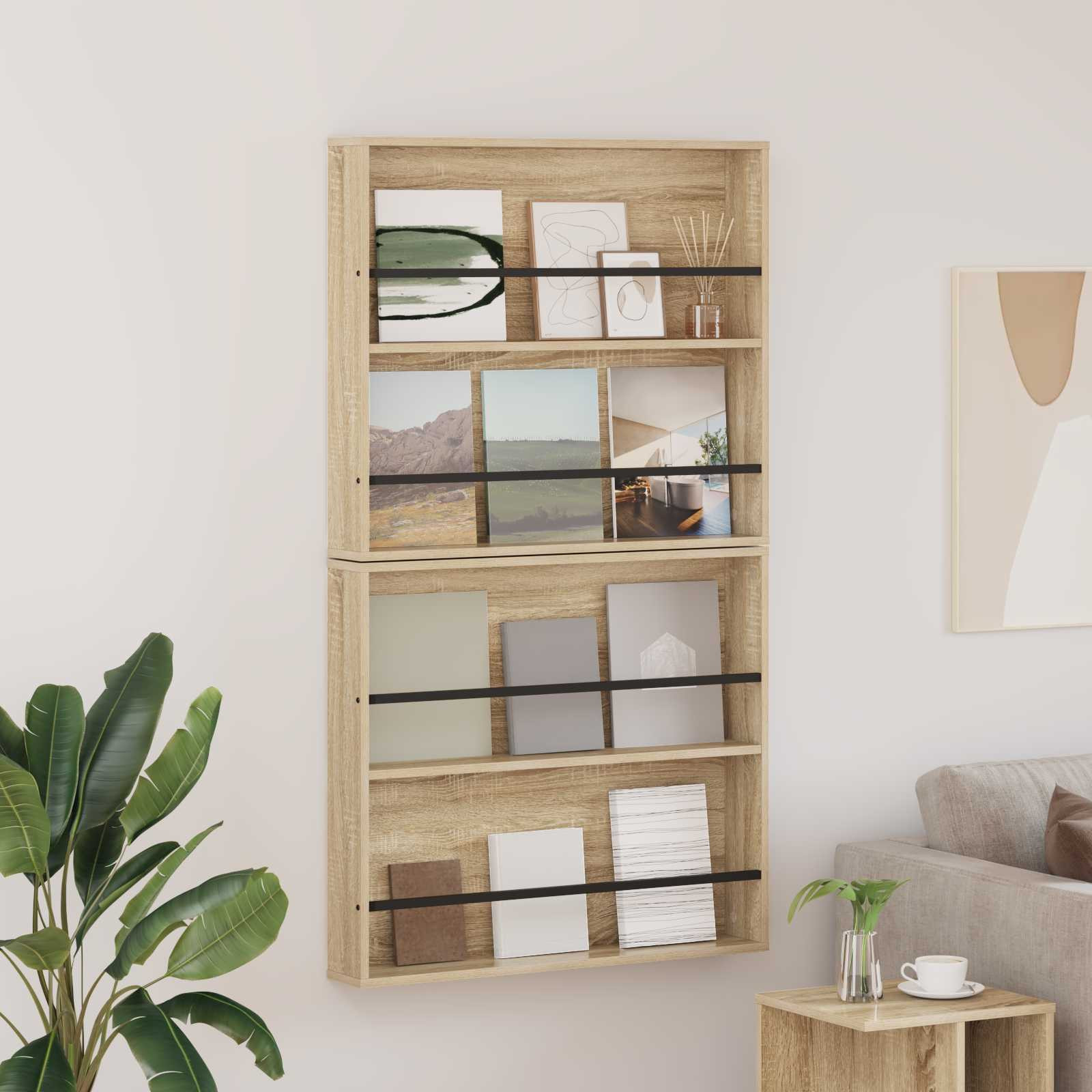 vidaXL Magazinregal 2 pcs Sonoma-Eiche 80 x 12 x 70 cm Holzwerkstoff