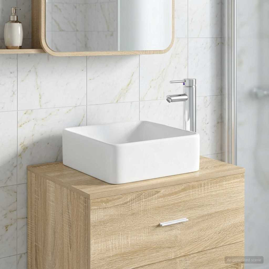 vidaXL Waschbecken fürs Badezimmer Chrom 49 x 37 x 14 cm Metall