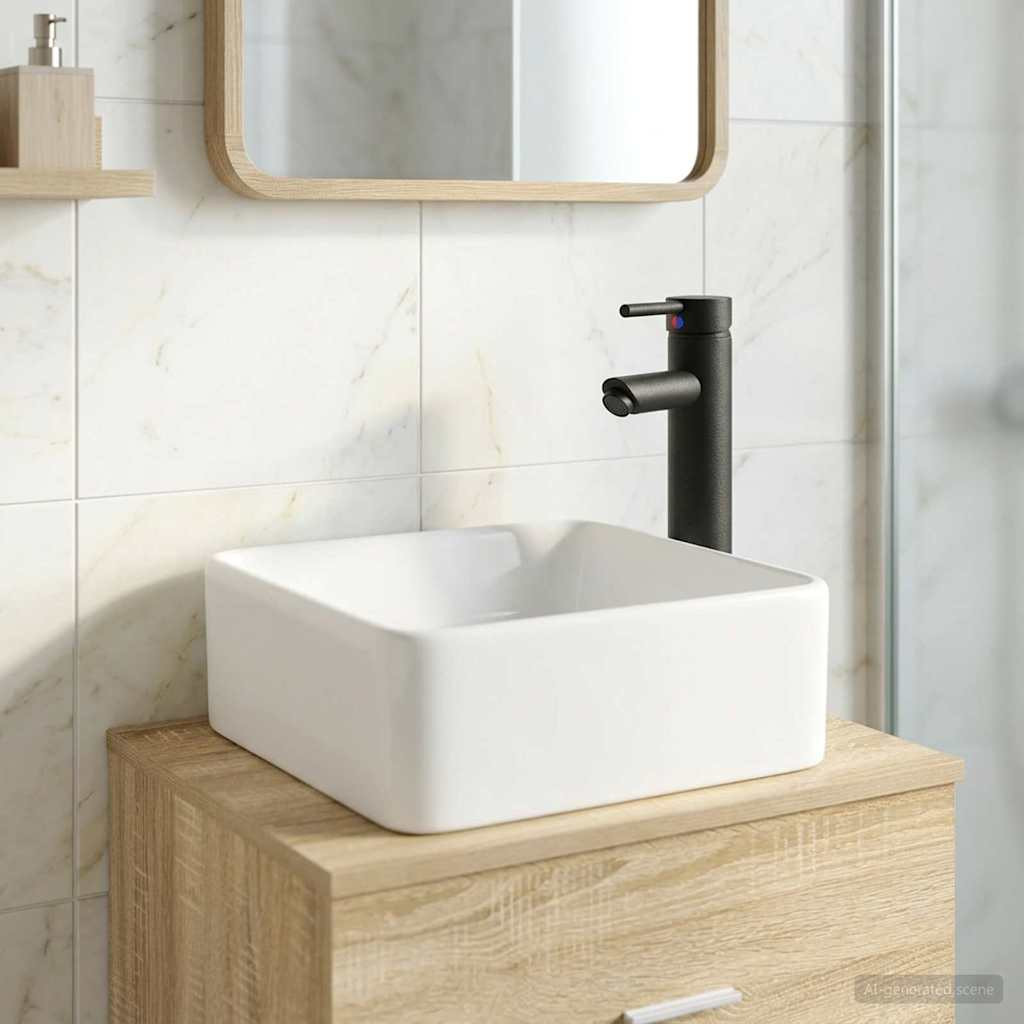 vidaXL Waschbecken fürs Badezimmer Matt Schwarz 49 x 37 x 14 cm Metall