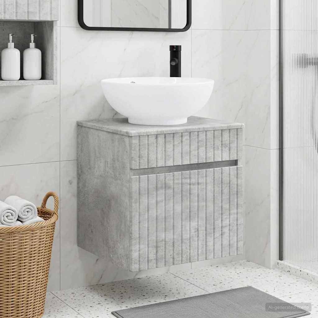 vidaXL Wandmontierte Waschbecken-Vanität Betongrau 49 x 44,5 x 66,5 cm