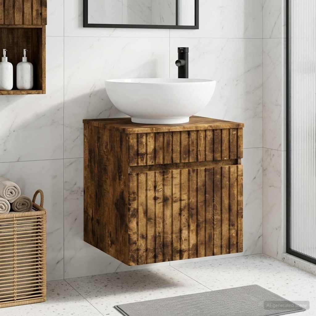 vidaXL Wandmontierte Waschbecken-Vanität Geräucherte Eiche