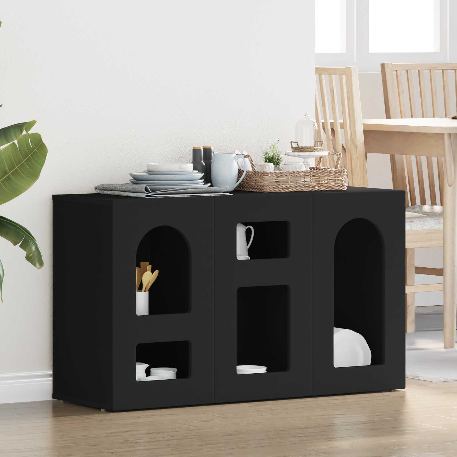 vidaXL Sideboard ELST Schwarz 100 x 35 x 59 cm Holzwerkstoff