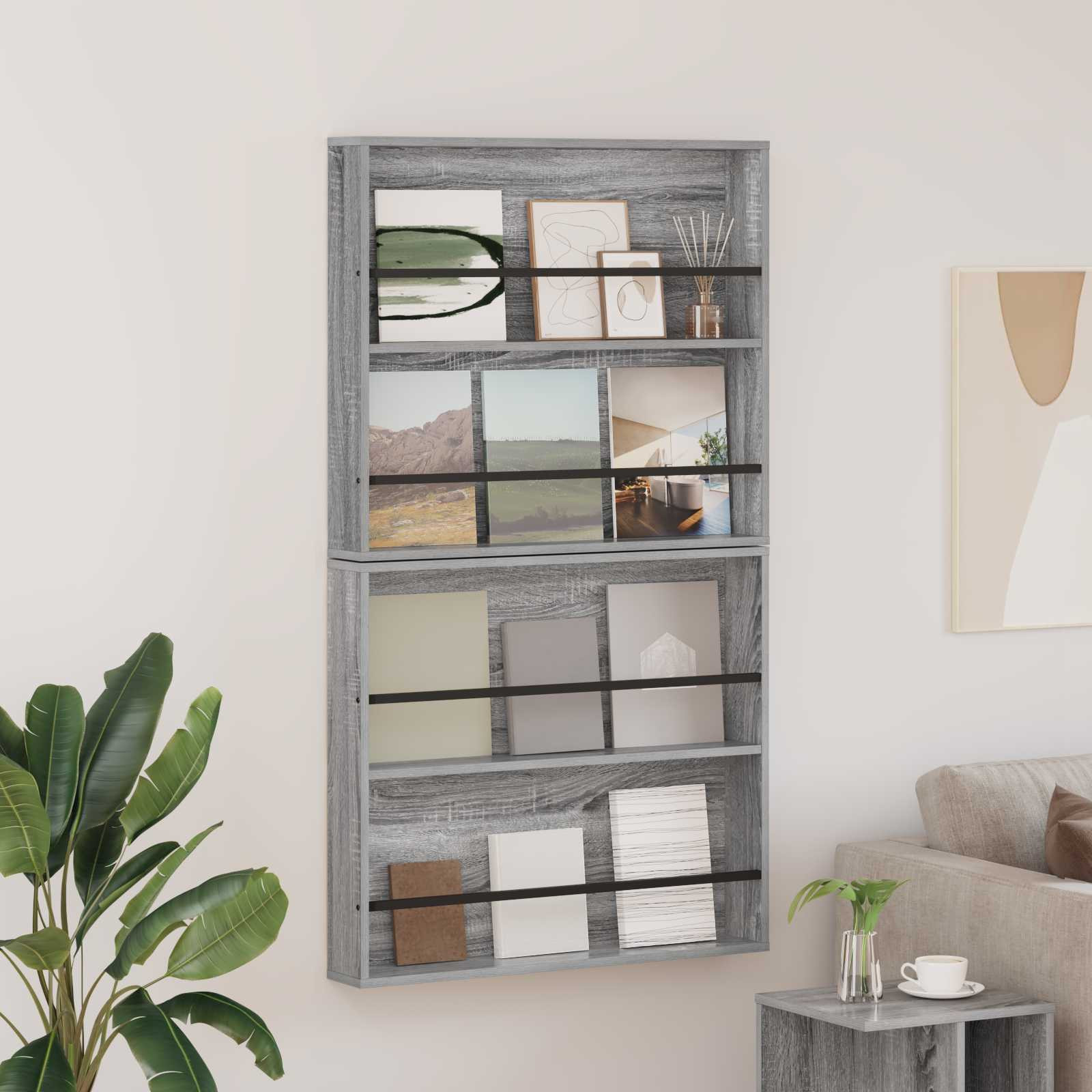 vidaXL Magazinregal 2 pcs Graues Sonoma 80 x 12 x 70 cm Holzwerkstoff