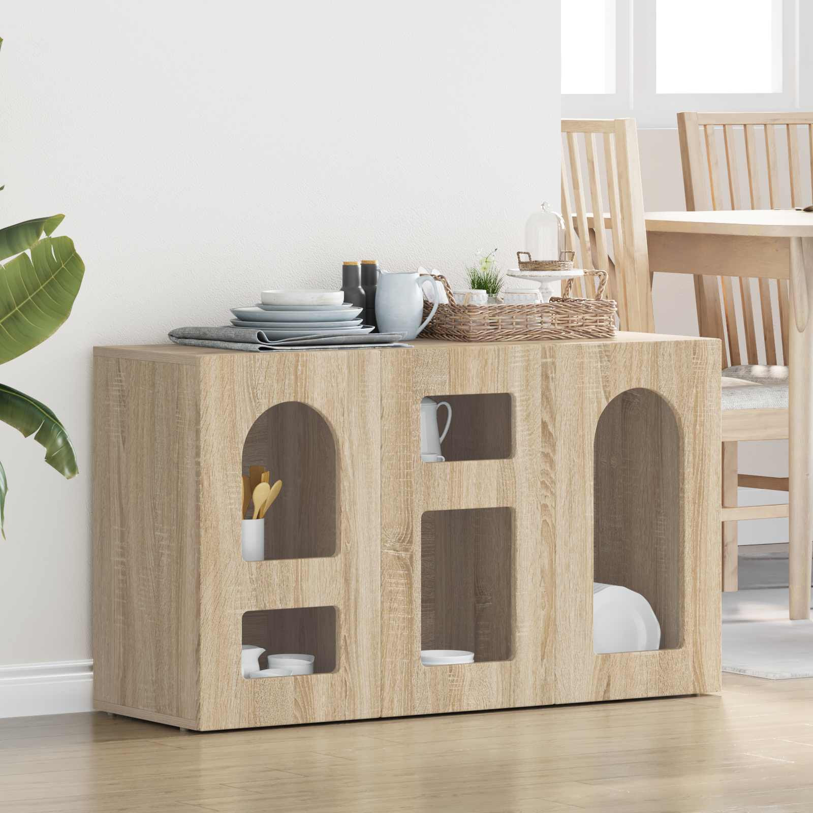 vidaXL Sideboard ELST Sonoma-Eiche 100 x 35 x 59 cm Holzwerkstoff