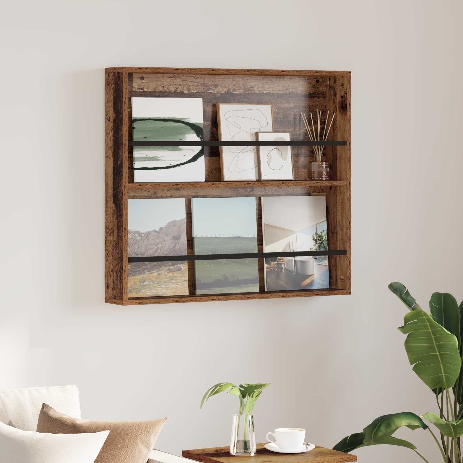 vidaXL Magazinregal mit Regal Altholz 80 x 12 x 70 cm Holzwerkstoff