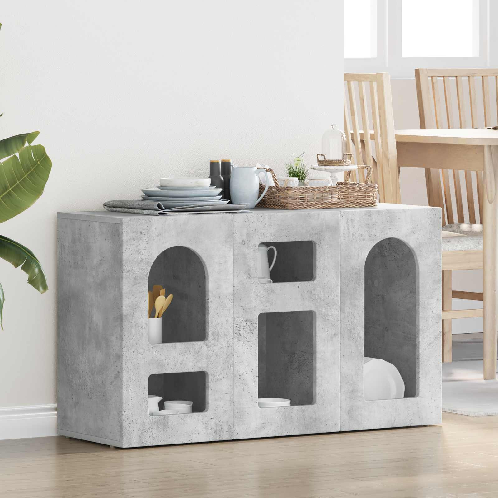 vidaXL Sideboard ELST Beton Grau 100 x 35 x 59 cm Holzwerkstoff