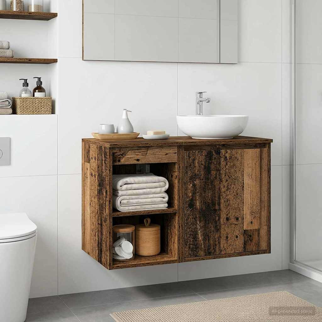 vidaXL Badezimmerschrank Inzwischen Altholz 30 x 41 x 50 cm