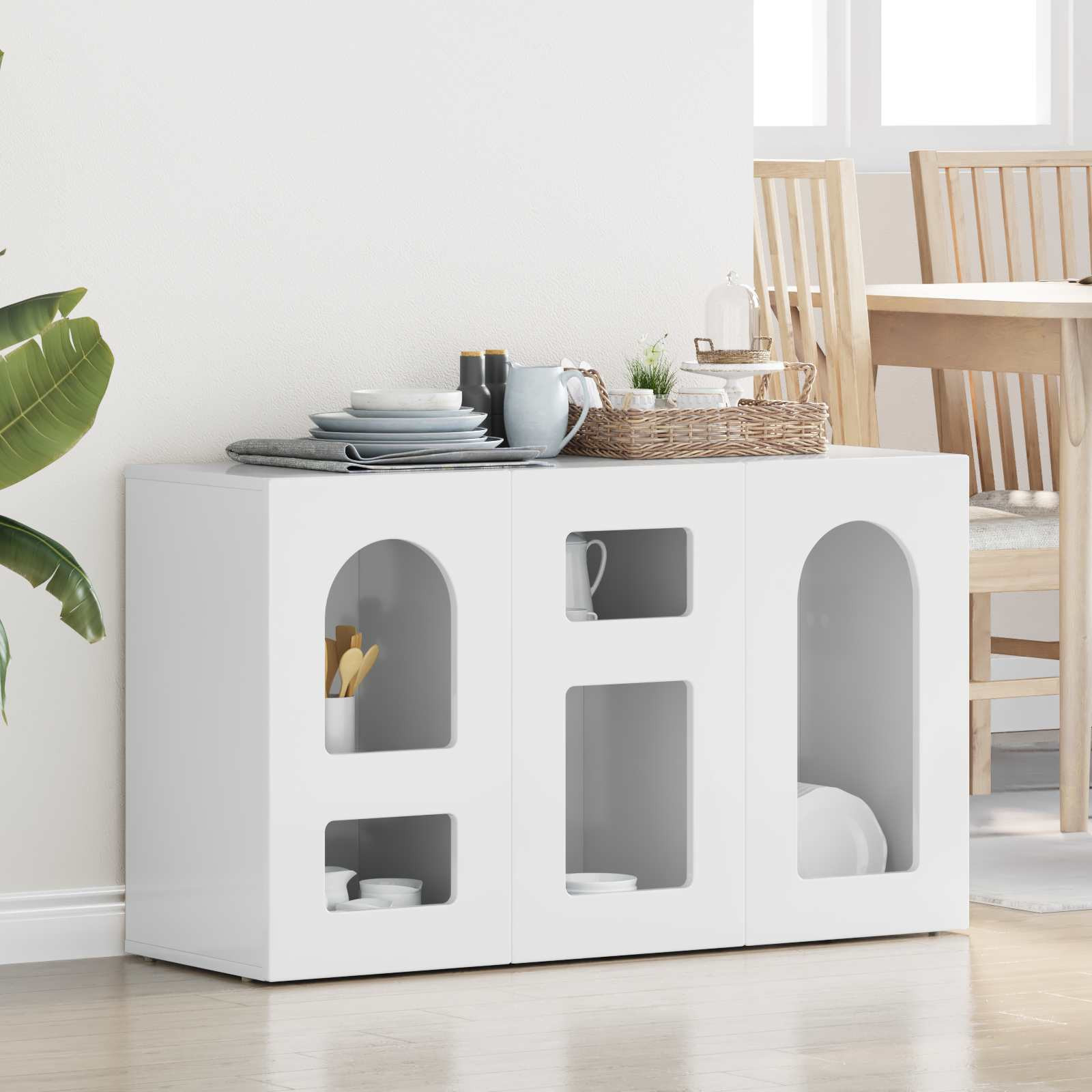 vidaXL Sideboard ELST Hochglanz Weiß 100 x 35 x 59 cm Holzwerkstoff