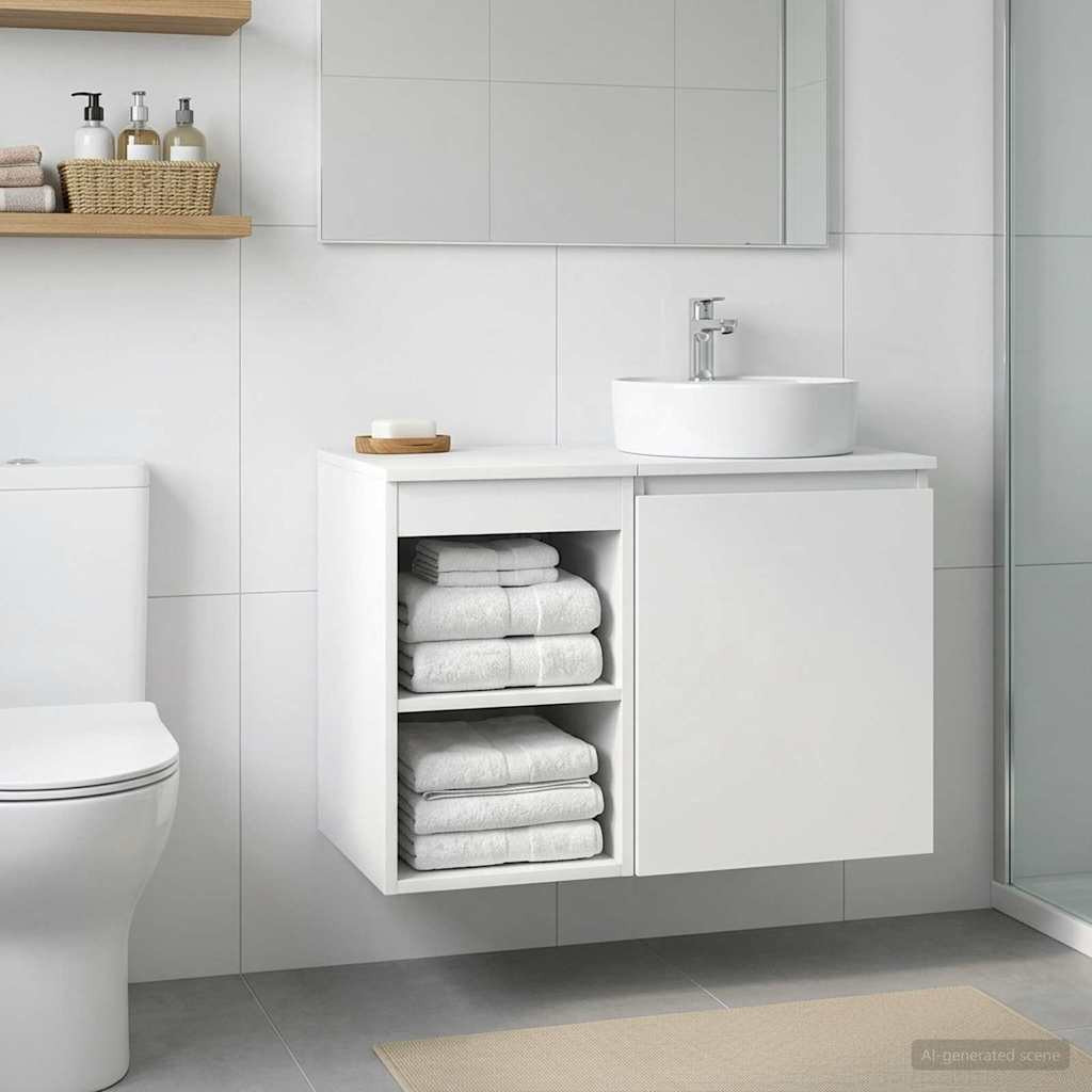 vidaXL Badezimmerschrank Inzwischen Weiß 30 x 44,5 x 50 cm
