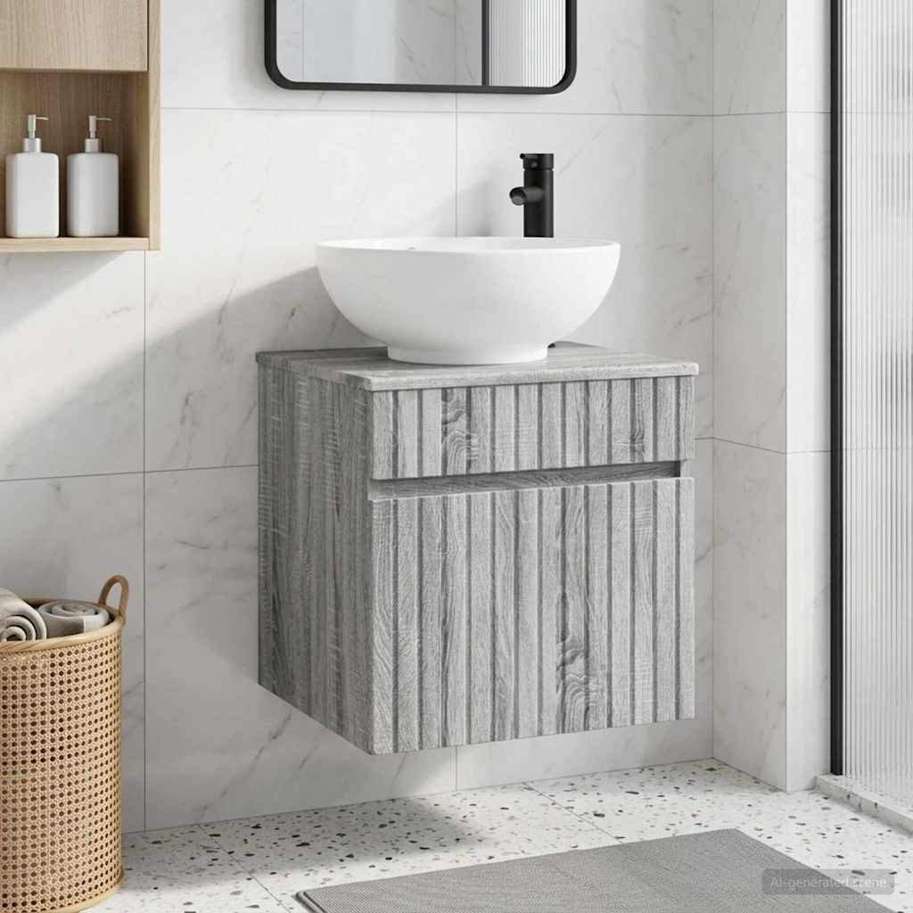 vidaXL Wandmontierte Waschbecken-Vanität Grau Sonoma