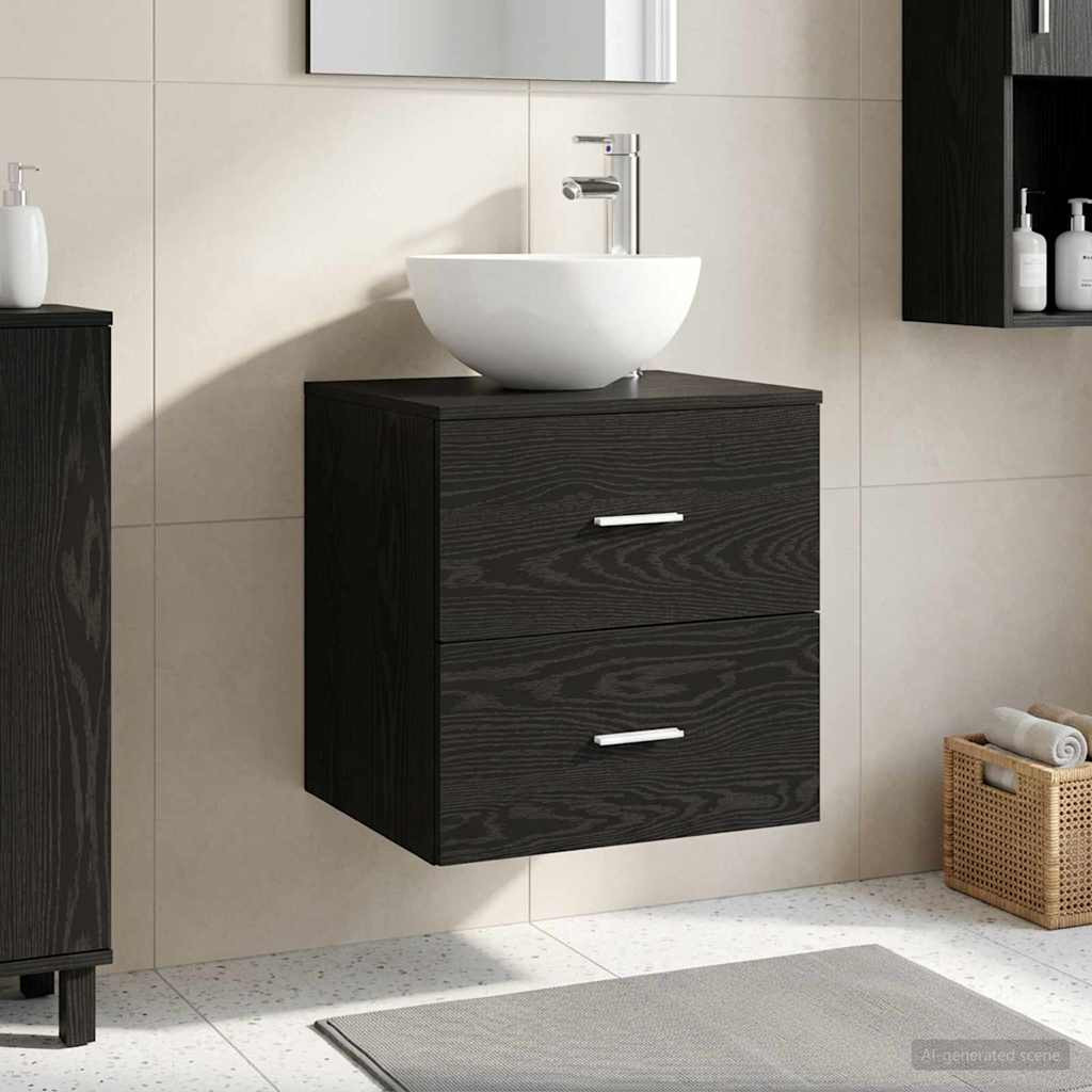 vidaXL Wandmontierte Waschtisch Schwarze Eiche 49,5 x 41 x 64,5 cm