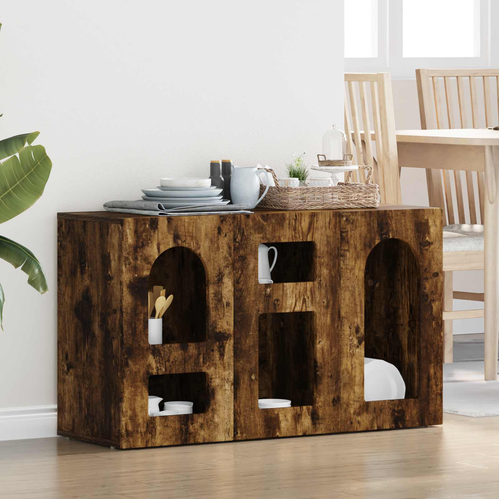 vidaXL Sideboard ELST Geräucherte Eiche 100 x 35 x 59 cm Holzwerkstoff