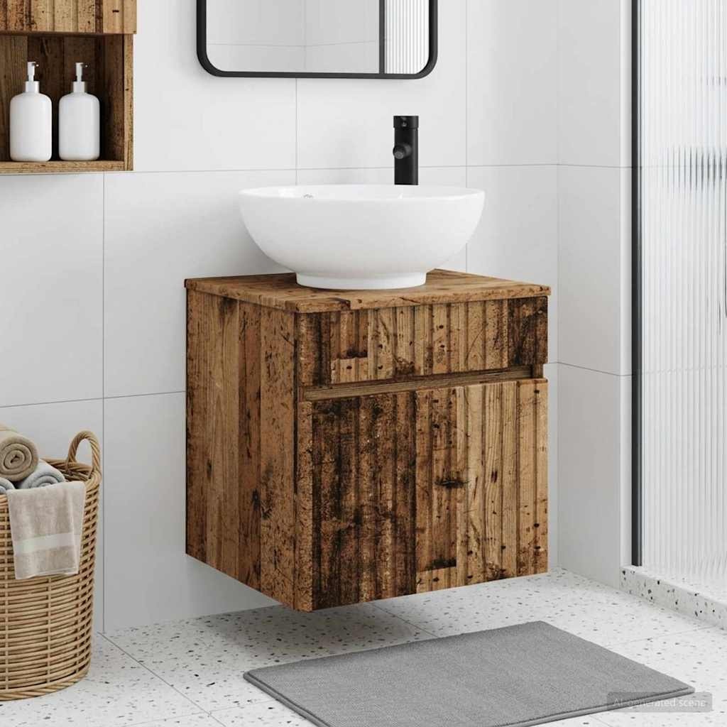 vidaXL Wandmontierte Waschbecken-Vanität Altholz 49 x 44,5 x 66,5 cm
