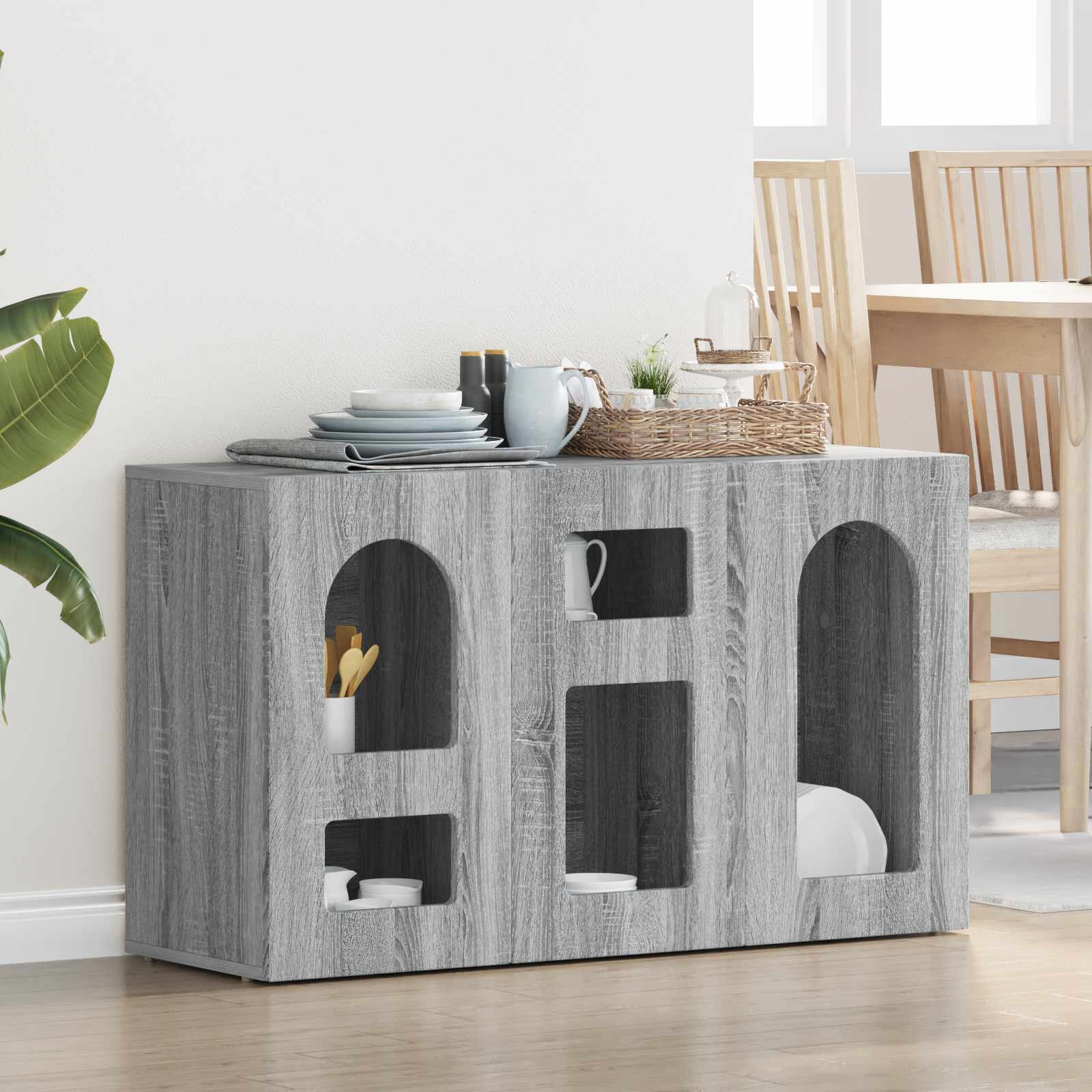 vidaXL Sideboard ELST Graues Sonoma 100 x 35 x 59 cm Holzwerkstoff