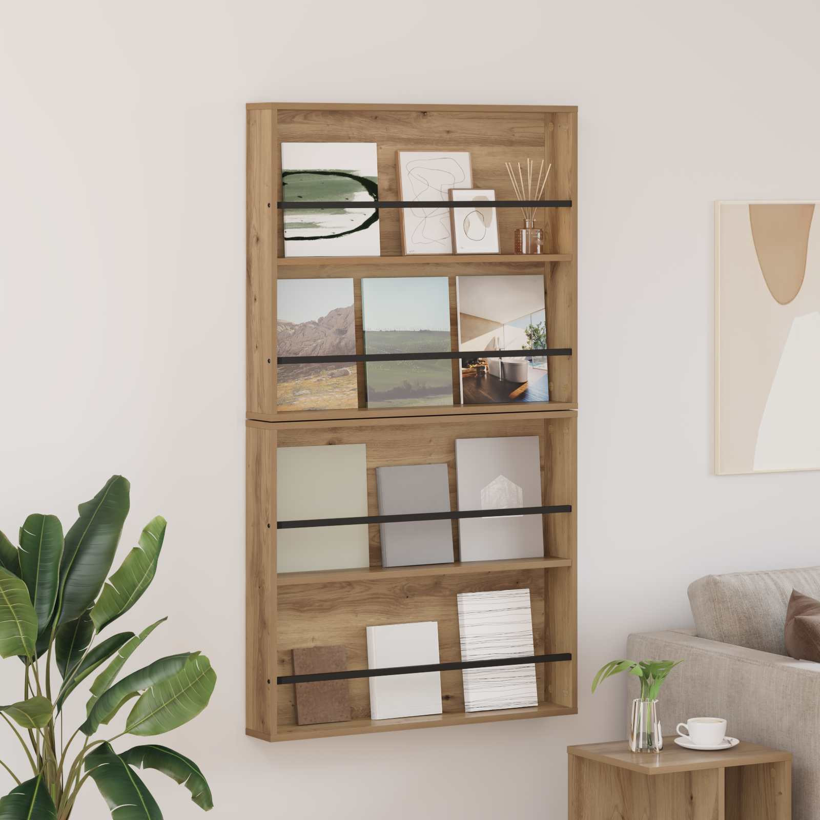 vidaXL Magazinregal 2 Stk. Artisan-Eiche 80 x 12 x 70 cm Holzwerkstoff