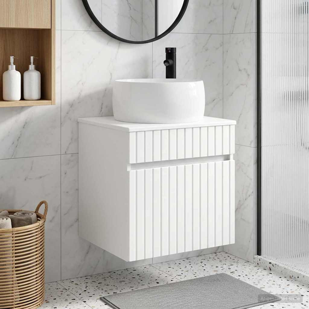 vidaXL Wandmontierte Waschbecken-Vanität Weiß 49 x 44,5 x 66 cm