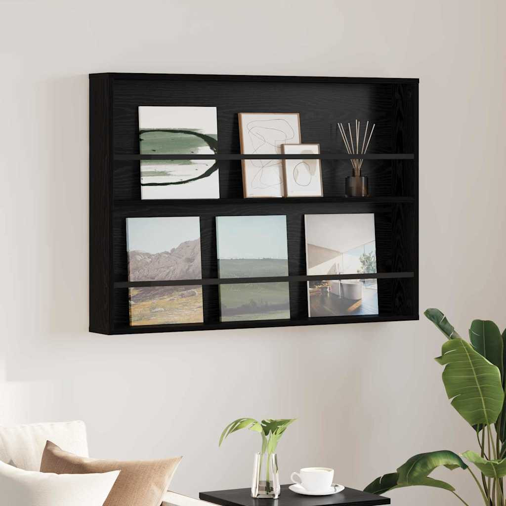 vidaXL Magazinregal mit Regal Schwarz Eichen-Optik 100 x 12 x 70 cm