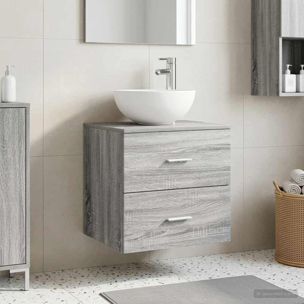 vidaXL Wandmontierte Waschtisch Grau Sonoma 49,5 x 41 x 64,5 cm