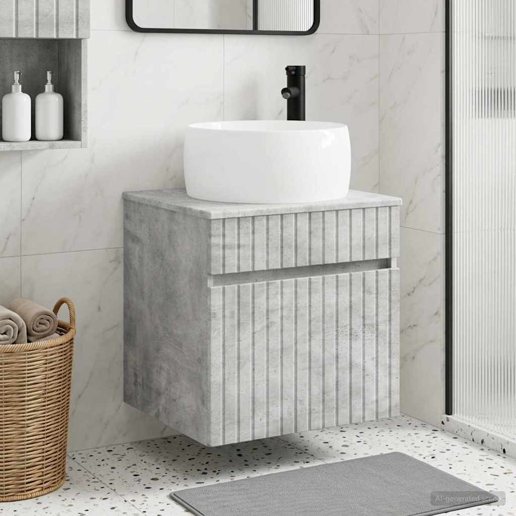vidaXL Wandmontierte Waschbecken-Vanität Betongrau 49 x 44,5 x 66 cm