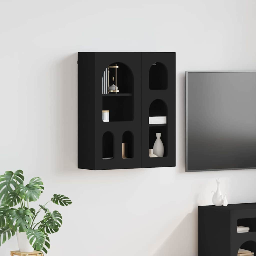 vidaXL Hängeschrank ELST Schwarz 59 x 20 x 71,5 cm Holzwerkstoff